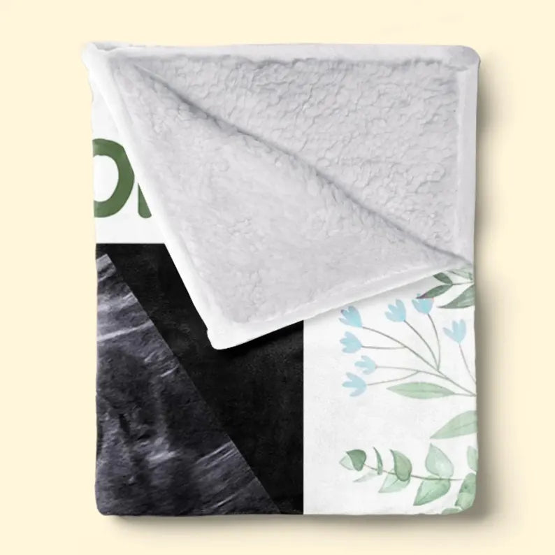 Custom Sonogram Blanket, Dear Mommy Gift from The Bump, First Mother's Day Gift for New Mom, Pregnancy Reveal Ultrasound Blanket