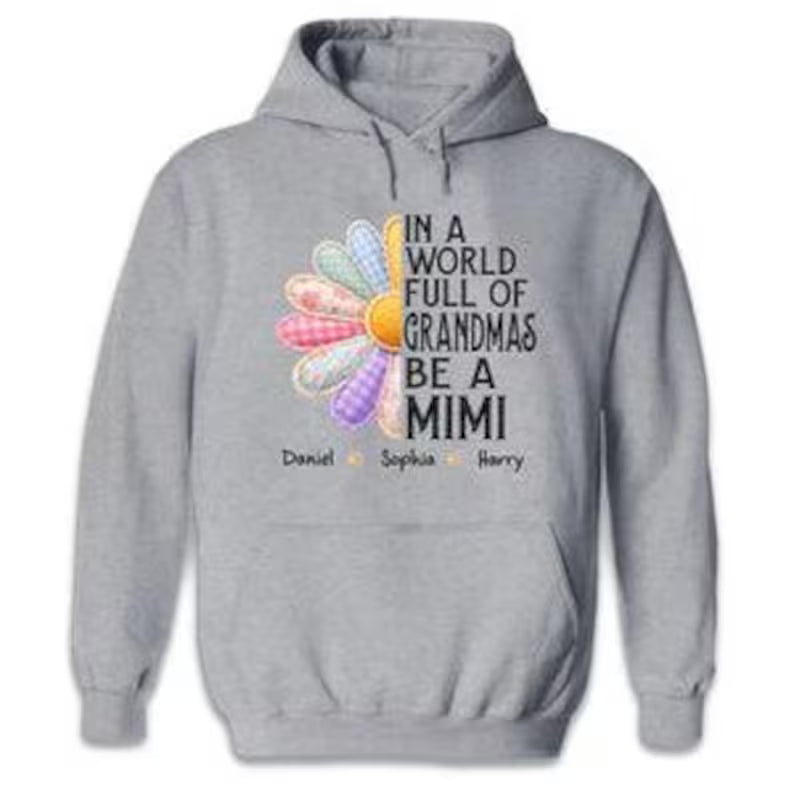 Custom Mimi Shirt with Grandchildren Names, Grandma Shirt, In a World Full of Grandmas Be a Mimi, Floral Quilt Daisy Tee, Mother's Day Tee