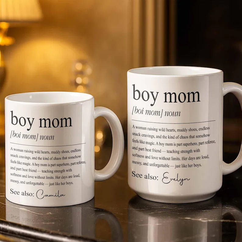 Custom Boy Mom Ceramic Mug, Boy Mom Dictionary Definition Coffee Cup, Meaningful Mother's Day Birthday Gift For New Mom Boy Mom, Mom Of Boys