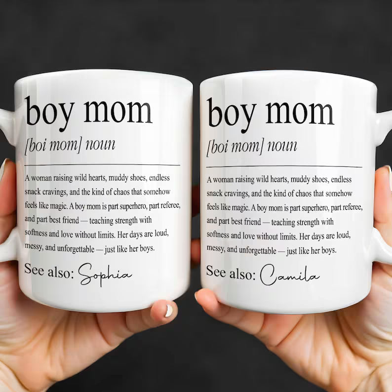 Custom Boy Mom Ceramic Mug, Boy Mom Dictionary Definition Coffee Cup, Meaningful Mother's Day Birthday Gift For New Mom Boy Mom, Mom Of Boys