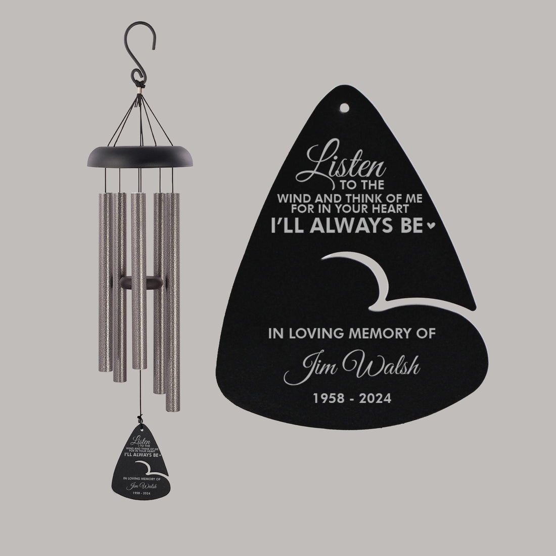 Memorial Wind Chimes | Custom Memorial Gift | Listen to the Wind Memorial Wind Chime | Sympathy Wind Chime | Remembrance Gifts | Grief Gift
