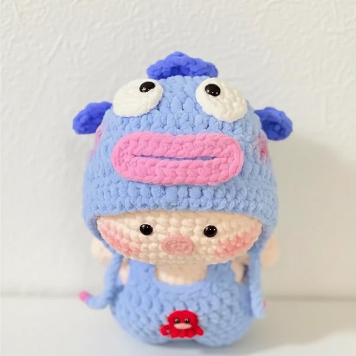 Handmade Crochet Pig Plush Toy, Clownfish Cosplay, Velvet Wool