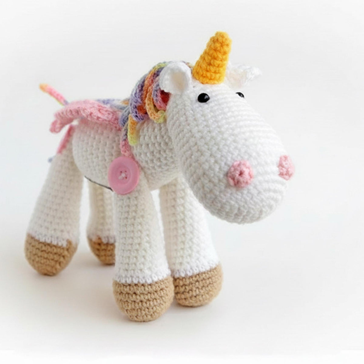 Handmade Crochet Unicorn Plush, Milk Cotton Yarn, Desk Decoration