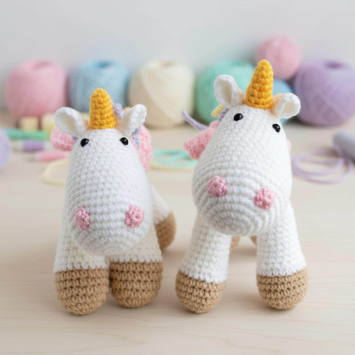 Handmade Crochet Unicorn Plush, Milk Cotton Yarn, Desk Decoration