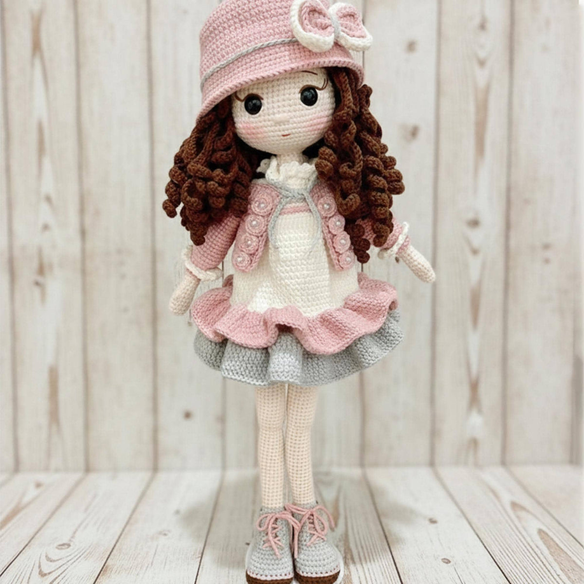 Handmade Crochet Doll, Personalized Outfit, Brown Hair Amigurumi