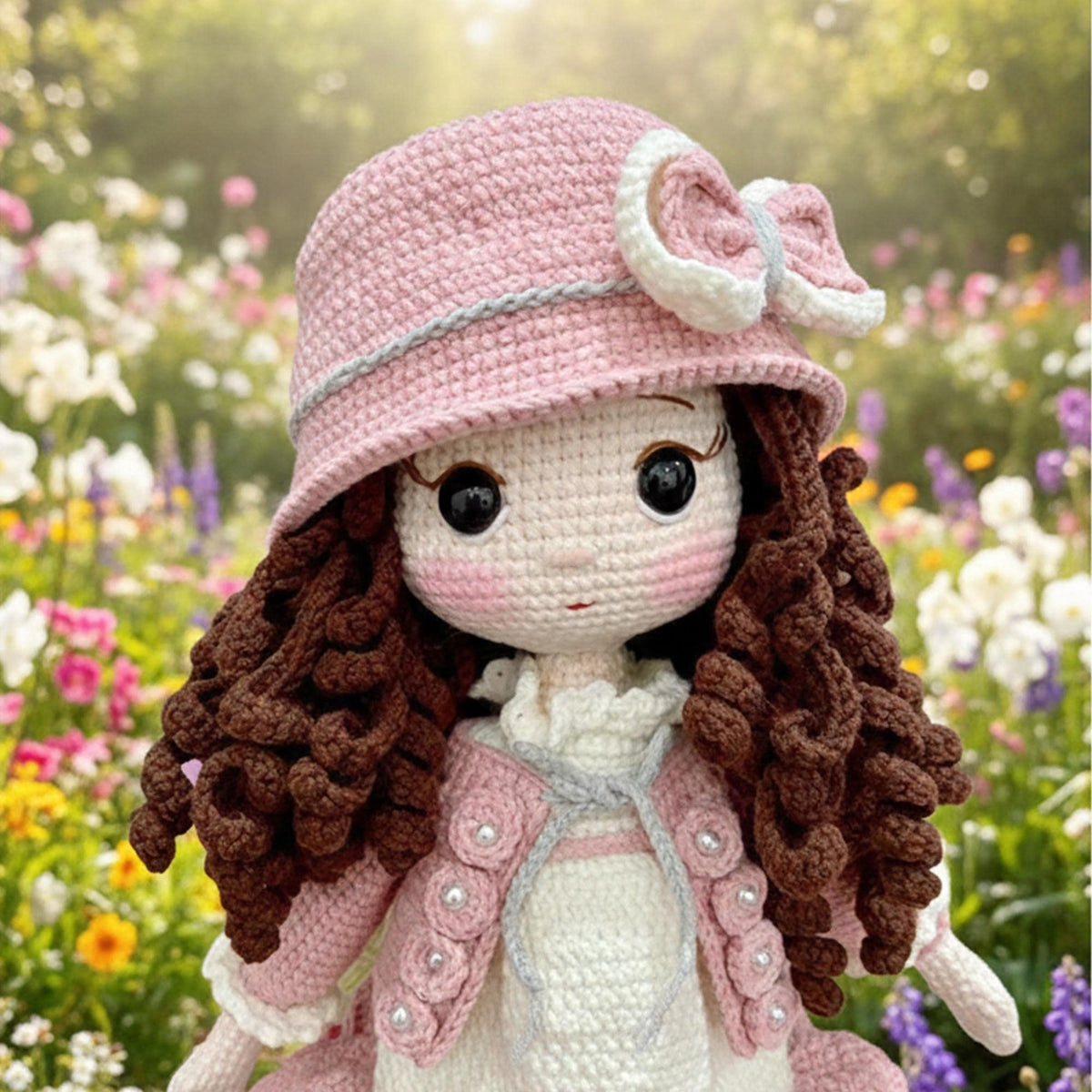 Handmade Crochet Doll, Personalized Outfit, Brown Hair Amigurumi