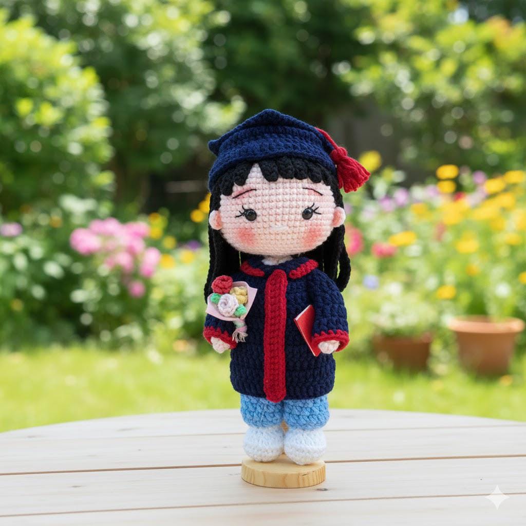 Custom Crochet Graduation Doll, Handmade Plush Toy
