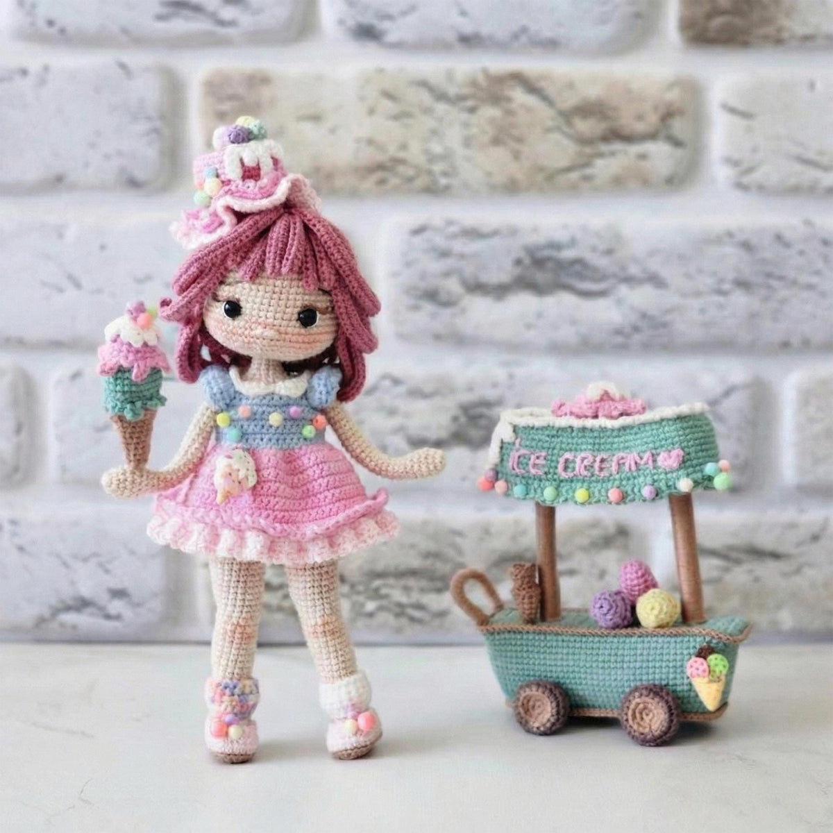 Handmade Crochet Doll, Milk Cotton Yarn, Birthday Gift