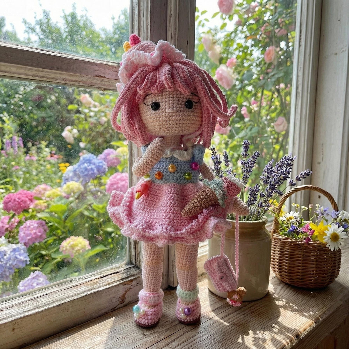 Handmade Crochet Doll, Milk Cotton Yarn, Birthday Gift