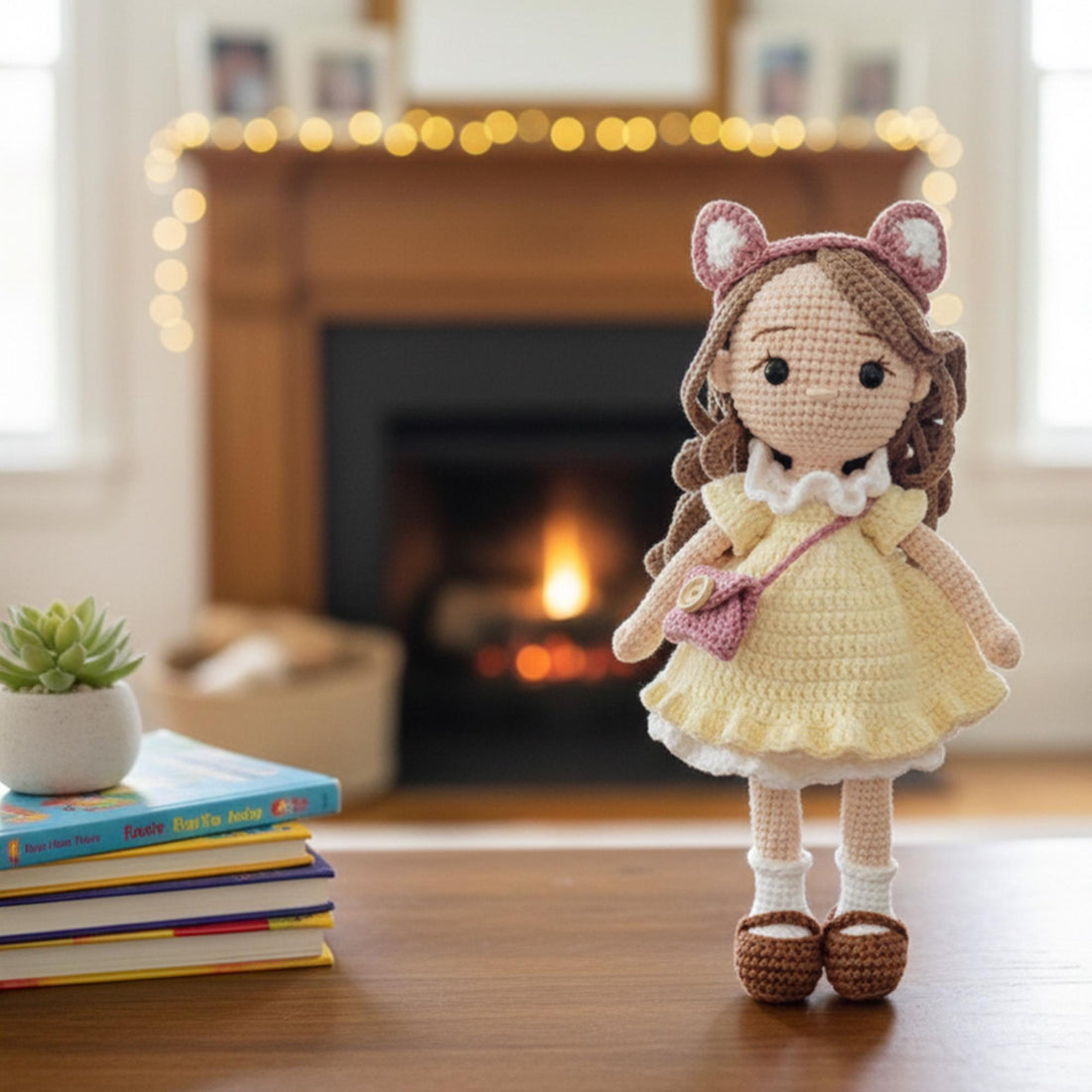 Crochet Cute Animal Girl Doll Handmade Amigurumi Plush Toy Kawaii Style Soft Pastel Gift for Kids Room Decor