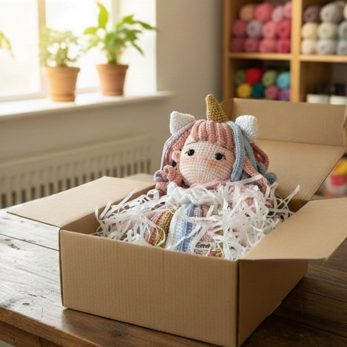Handmade Crochet Unicorn Doll, Rainbow Plush Toy, Gift For Girls
