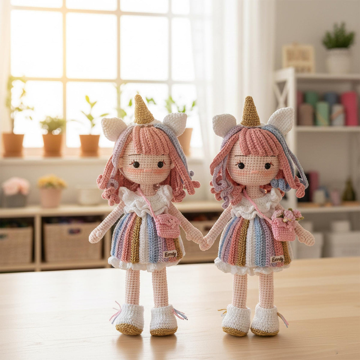 Handmade Crochet Unicorn Doll, Rainbow Plush Toy, Gift For Girls