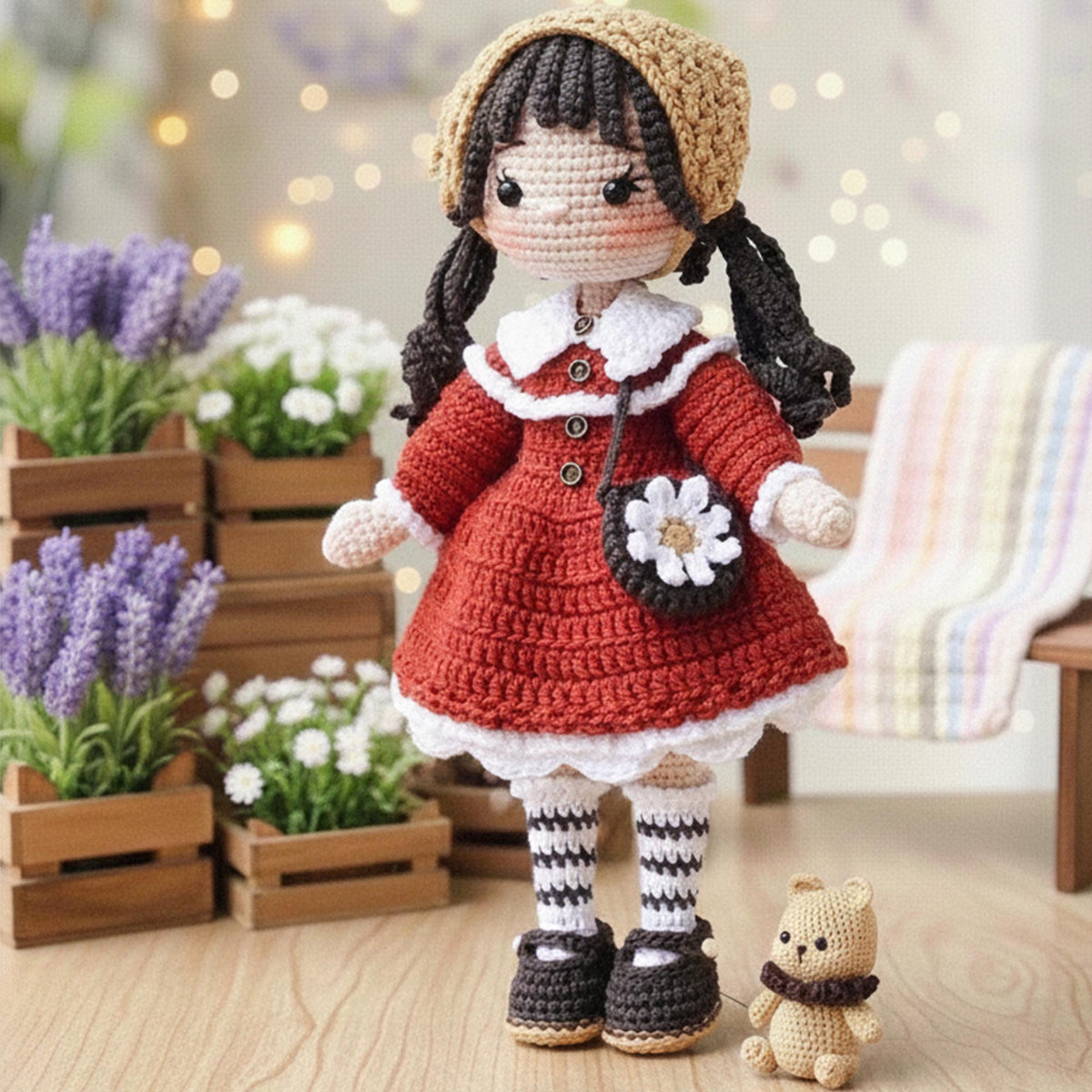 Handmade Crochet Doll, Amigurumi Princess Plush Toy, Valentine Gift