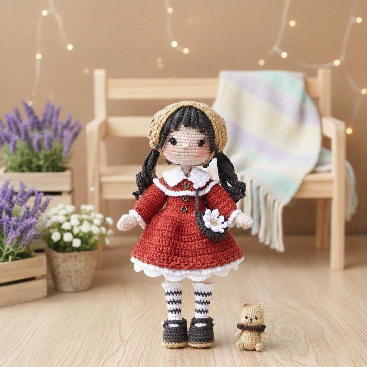 Handmade Crochet Doll, Amigurumi Princess Plush Toy, Valentine Gift