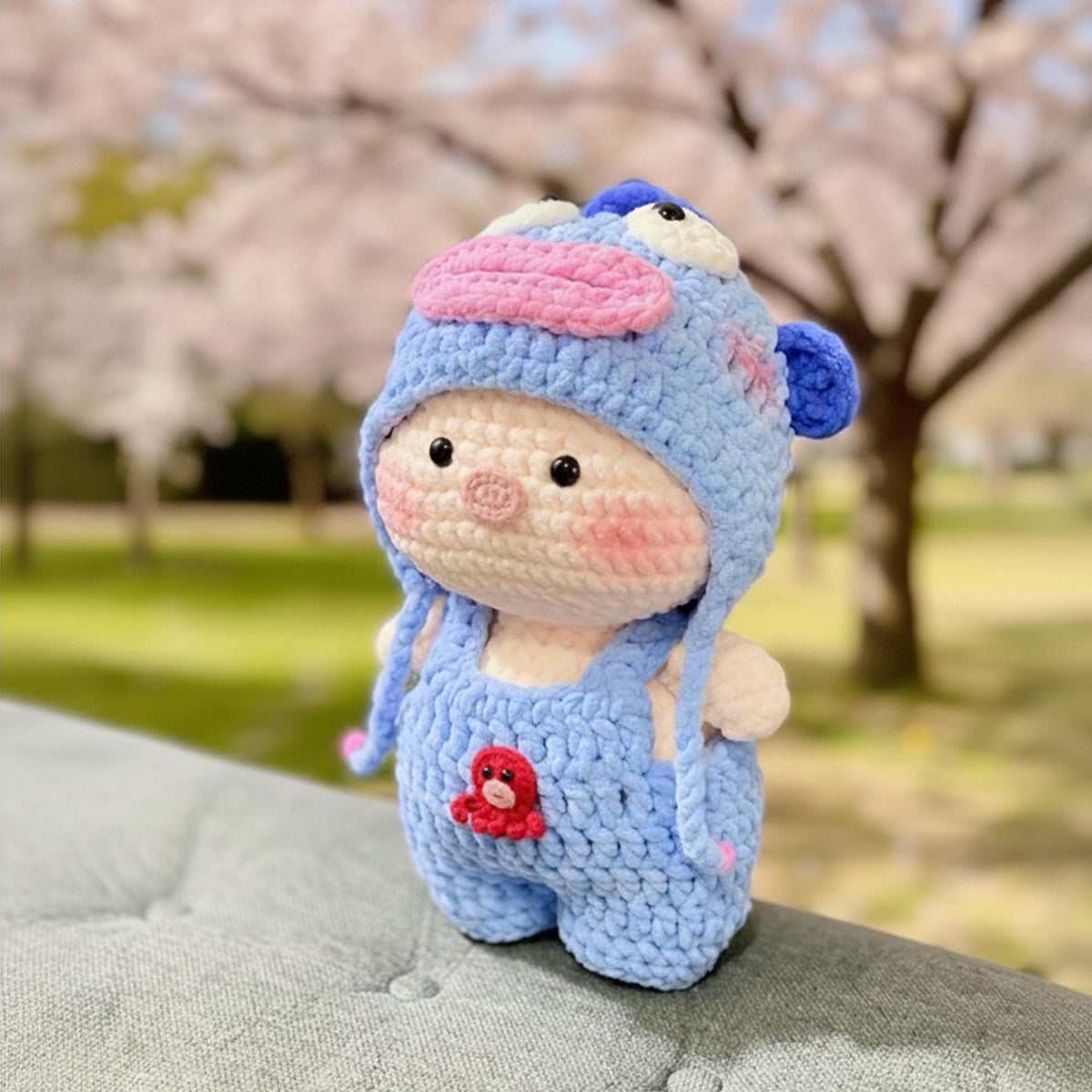 Handmade Crochet Pig Plush Toy, Clownfish Cosplay, Velvet Wool