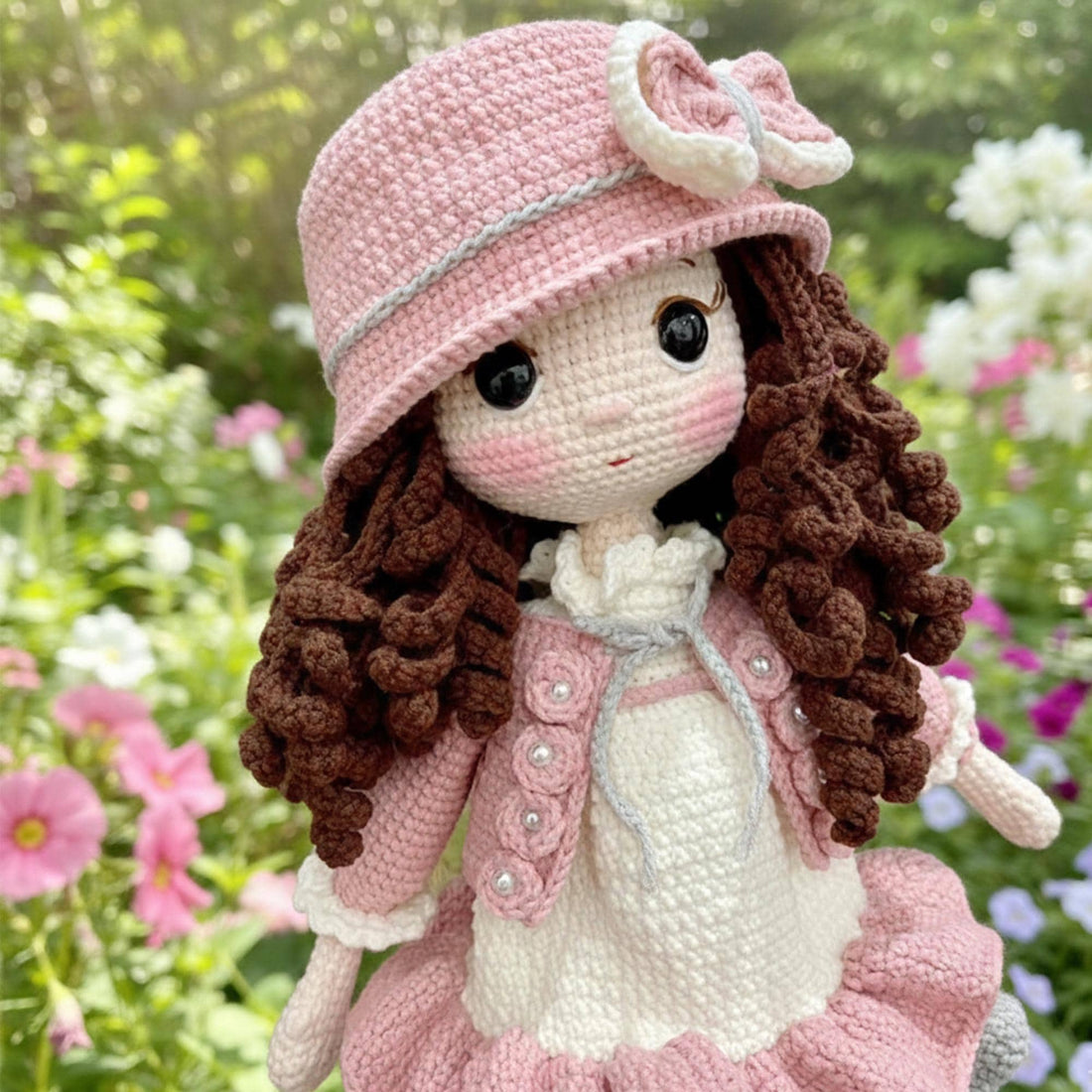 Handmade Crochet Doll, Personalized Outfit, Brown Hair Amigurumi