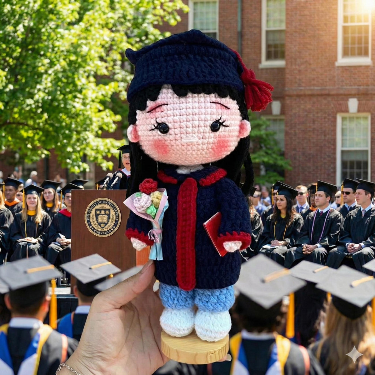 Custom Crochet Graduation Doll, Handmade Plush Toy