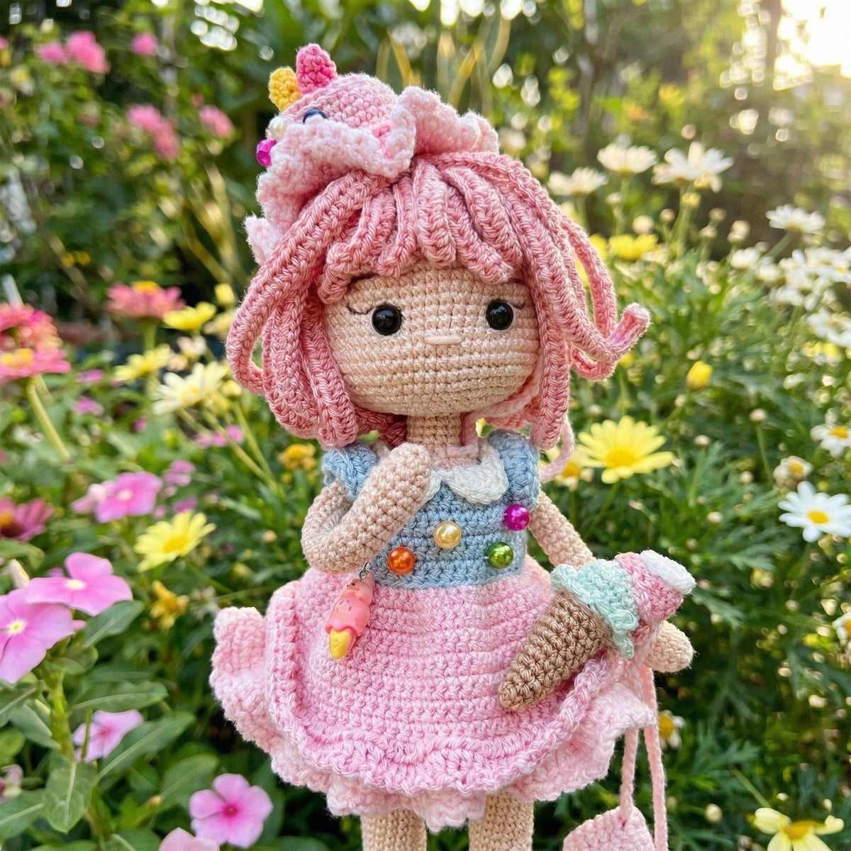 Handmade Crochet Doll, Milk Cotton Yarn, Birthday Gift