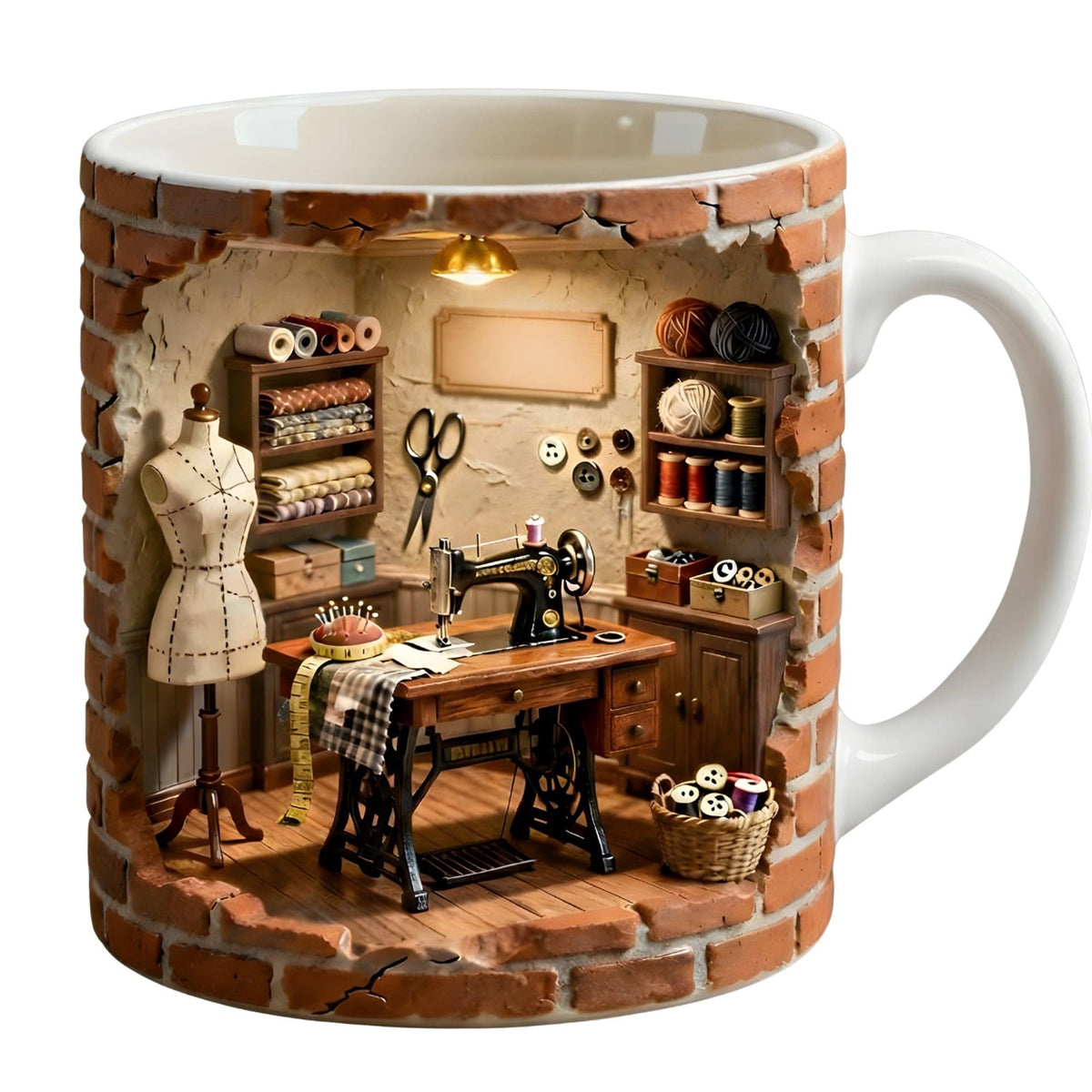 Personalized Sewing Room 3d Effect Coffee Mug, Seamstress, Quilter Coffee Cup, Tailor Gift, Craft Room Decor, Mother's Day, Sewing Lovers