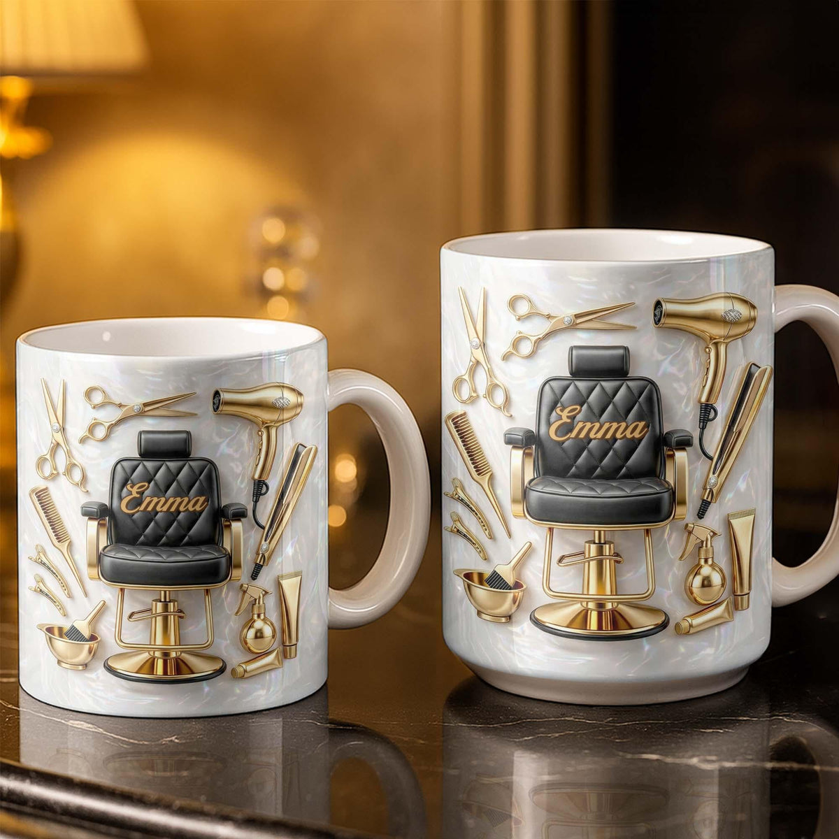 Personalized Hair Stylist Coffee Mug, Custom Name Hairdresser Cup, Barbershop Mug, Beauty Tools Gift for Her, Salon Artist Gift