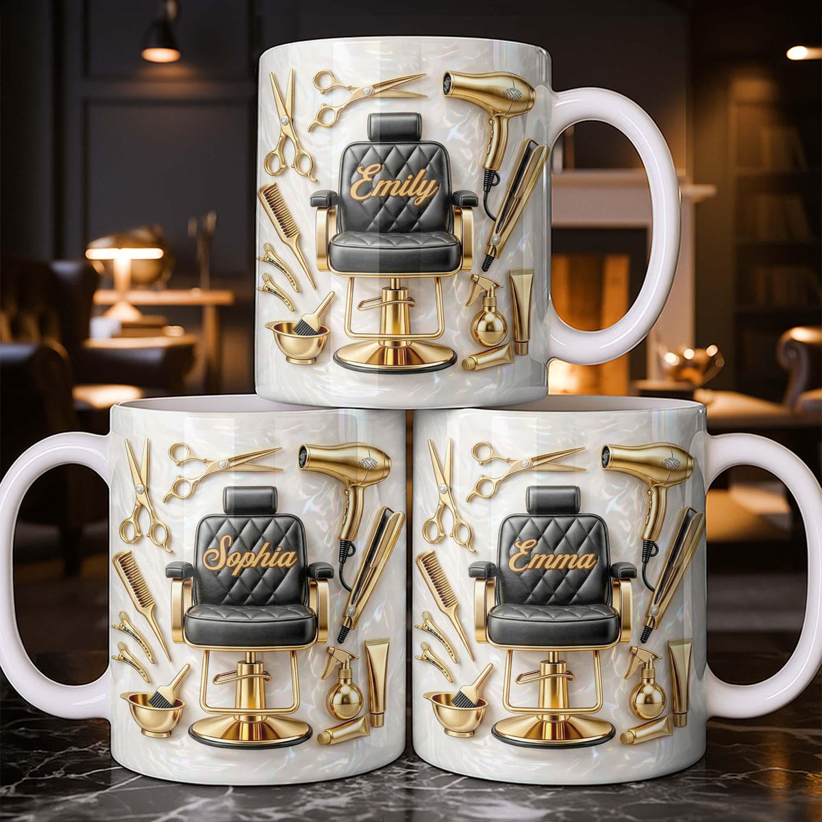 Personalized Hair Stylist Coffee Mug, Custom Name Hairdresser Cup, Barbershop Mug, Beauty Tools Gift for Her, Salon Artist Gift