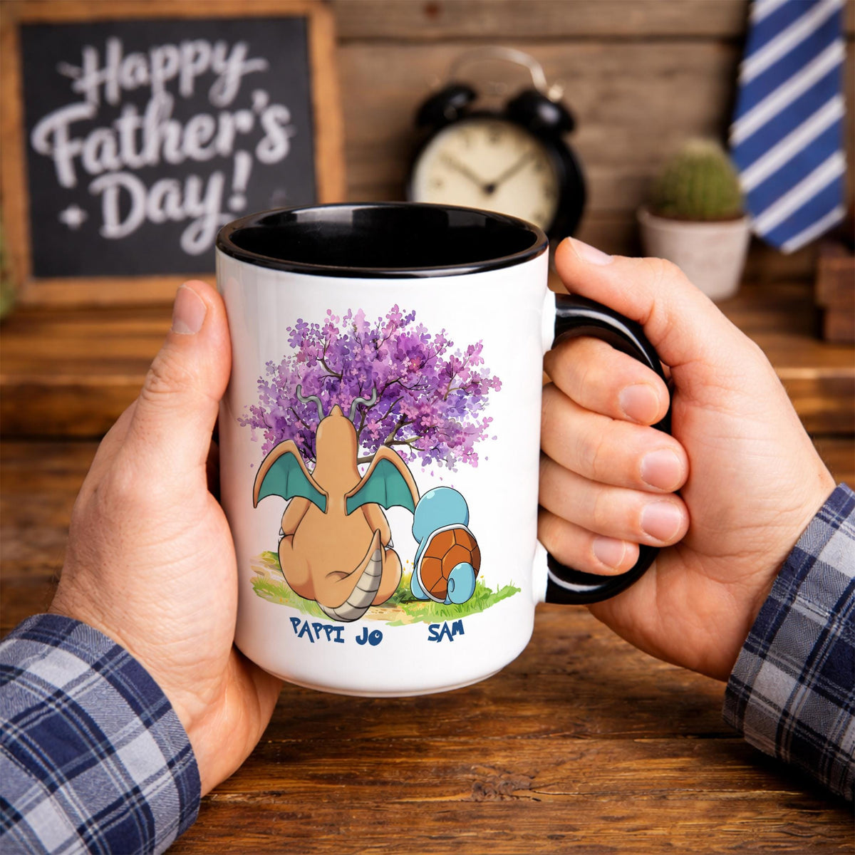 Personalized Poké Best Dad Ever Mug, Custom Name Cup, Father's Day Gift For Him, Custom Anime Characters, Custom Birthday Pokedad Mug