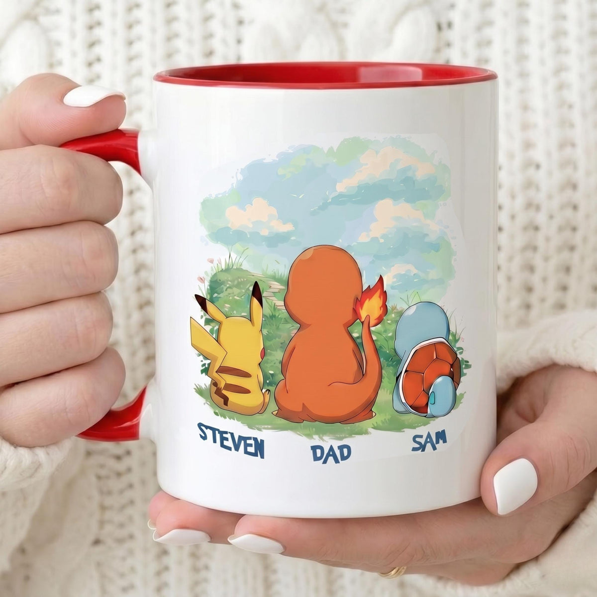 Personalized Poké Best Dad Ever Mug, Custom Name Cup, Father's Day Gift For Him, Custom Anime Characters, Custom Birthday Pokedad Mug