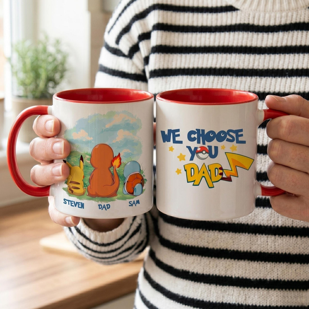 Personalized Poké Best Dad Ever Mug, Custom Name Cup, Father's Day Gift For Him, Custom Anime Characters, Custom Birthday Pokedad Mug
