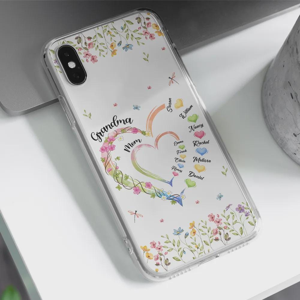 Personalized Grandma Hearts Phone Case for Grandma, Keepsake, Mother's Day Gift from Grandchild, Family, Nana, Grammy, Phone Case For Mommy