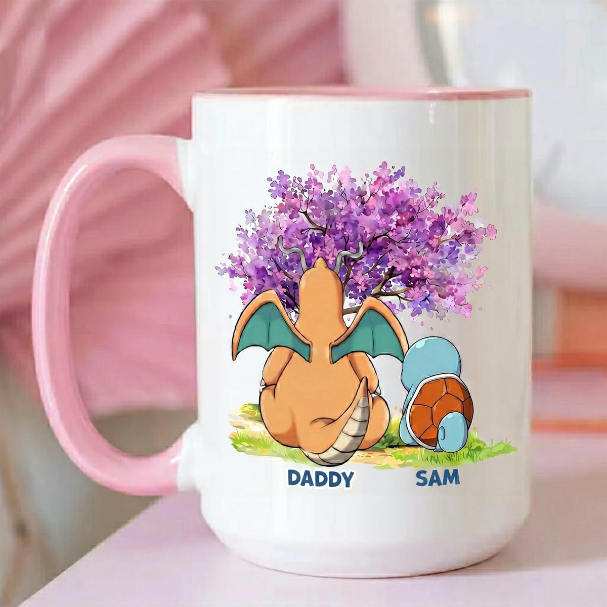 Personalized Poké Best Dad Ever Mug, Custom Name Cup, Father's Day Gift For Him, Custom Anime Characters, Custom Birthday Pokedad Mug
