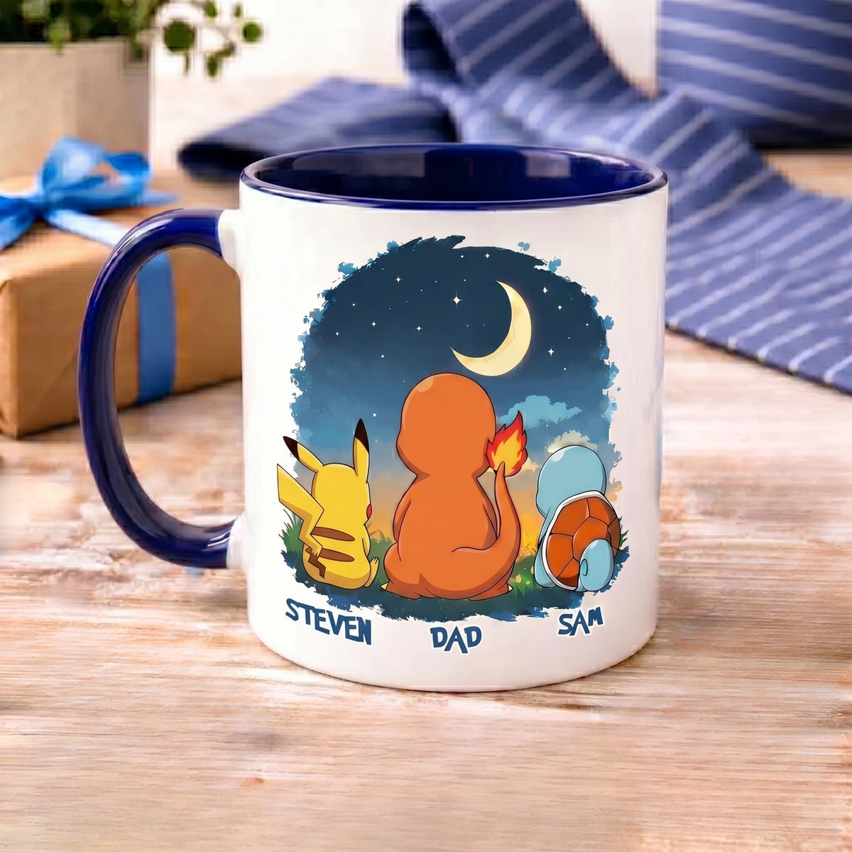 Personalized Poké Best Dad Ever Mug, Custom Name Cup, Father's Day Gift For Him, Custom Anime Characters, Custom Birthday Pokedad Mug