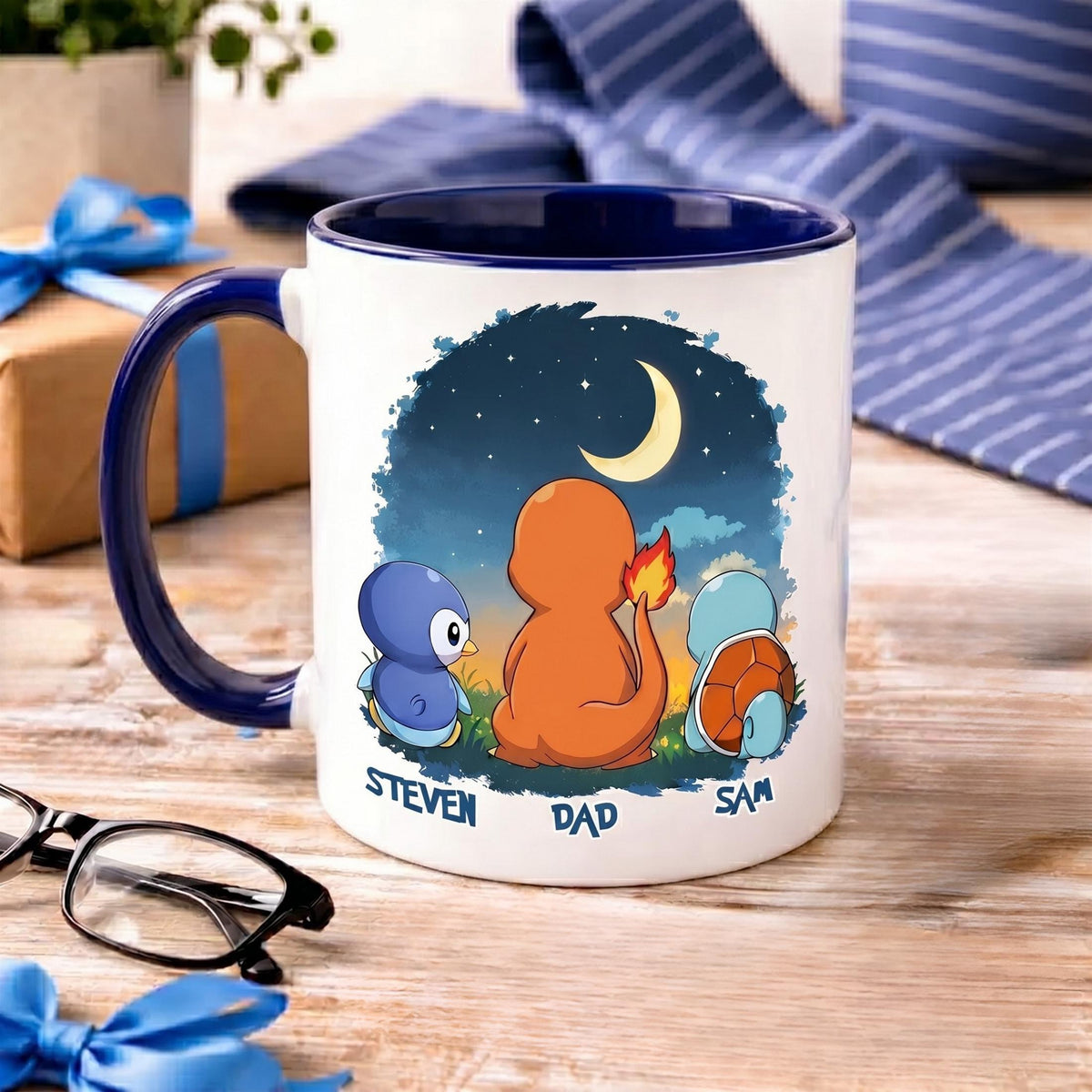 Personalized Poké Best Dad Ever Mug, Custom Name Cup, Father's Day Gift For Him, Custom Anime Characters, Custom Birthday Pokedad Mug