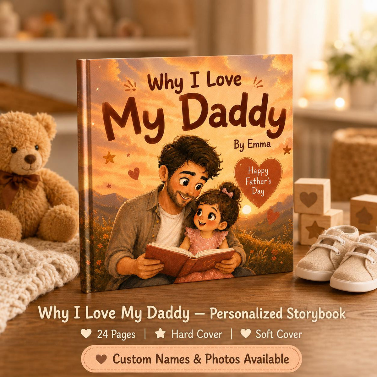 Personalized Why I Love My Daddy Children Book, Father’s Day Gift, Custom Father Daughter Kids Book, Dad Keepsake Gift From Child