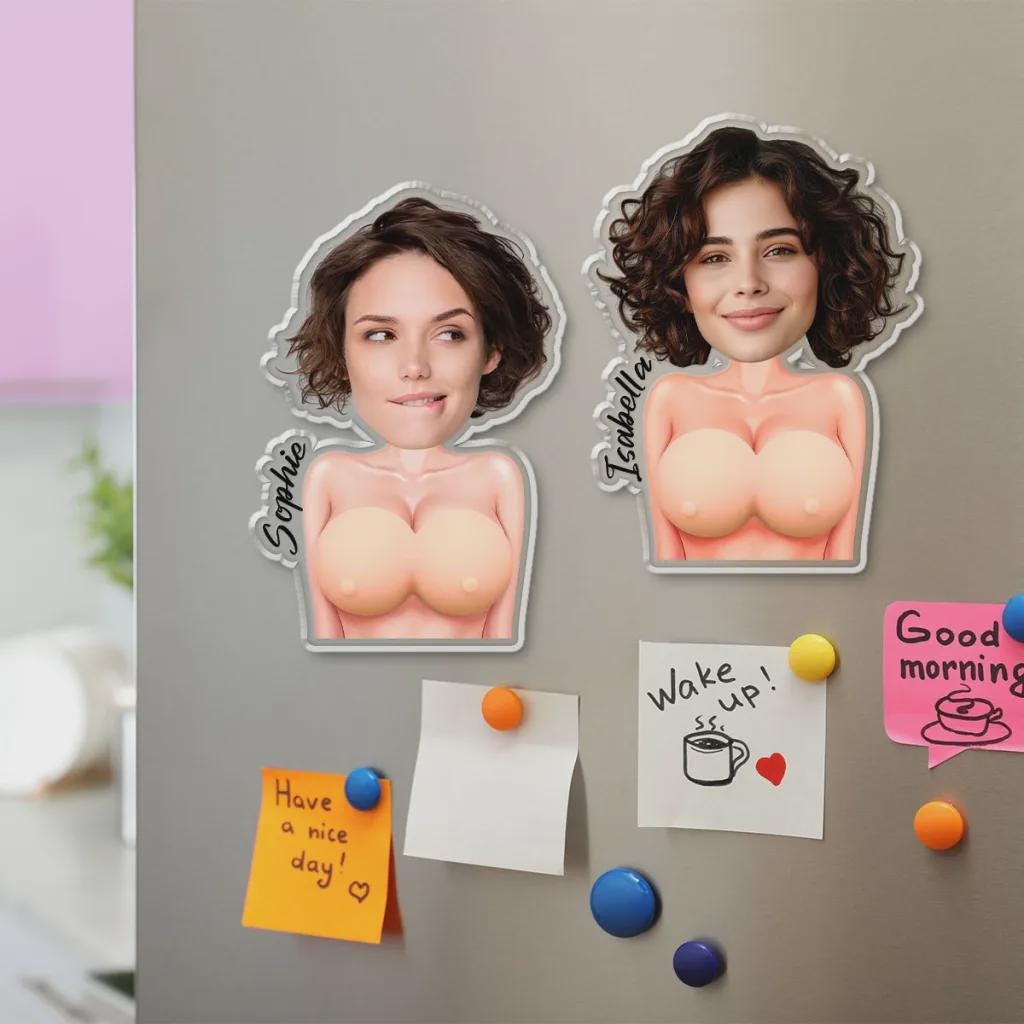 Personalized Just One More Poke Fridge Magnet,Custom Funny Face Gift For BoyFriend,Squishy Boob Acrylic Stress Relief,Father's Day Present