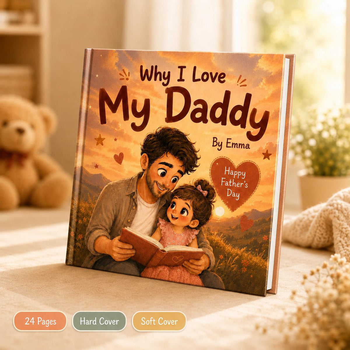 Personalized Why I Love My Daddy Children Book, Father’s Day Gift, Custom Father Daughter Kids Book, Dad Keepsake Gift From Child