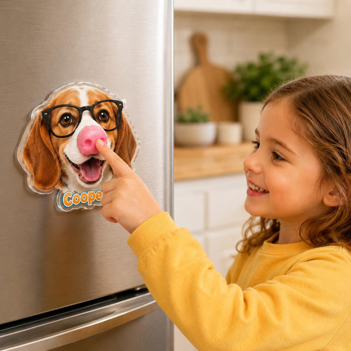 Personalized Multi Pet Dog Nose Squishy Magnet Custom Photo Names, Funny Squeeze My Nose Fridge Magnet, Pet Lover Family Gift Set