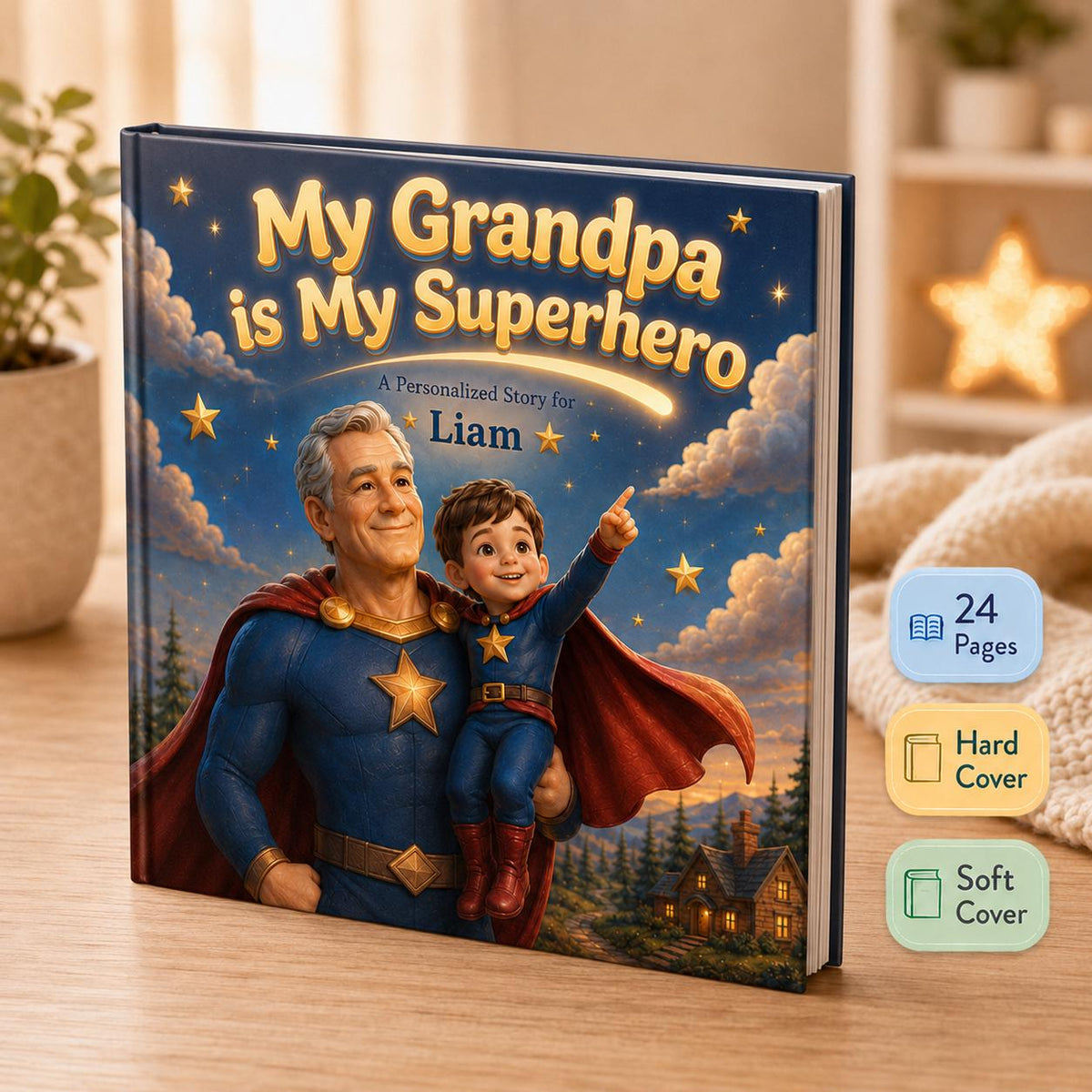 Personalized My Grandpa My Superhero Children Book, Father’s Day Story Book For Kids, Gift Custom Grandpa And Child Adventure Book Keepsake