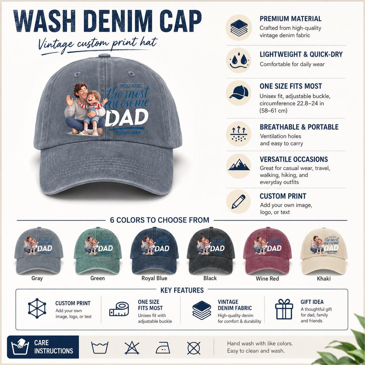 Personalized It's A Name Thing Wouldn't Understand Embroidered Faux Effect Washed Denim Cap, Name Badge,Birthday Keepsake, From Mom, Dad