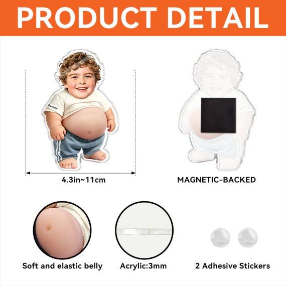 Personalized Just One More Poke Fridge Magnet,Custom Funny Face Gift For BoyFriend,Squishy Boob Acrylic Stress Relief,Father's Day Present