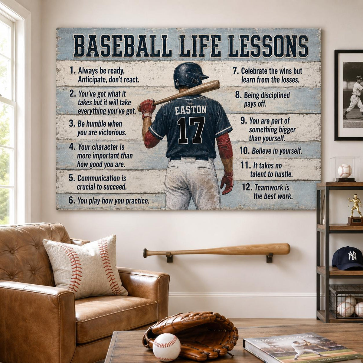 Personalized Baseball Life Lessons Poster Canvas, Baseball Dad Gift, Baseball Print Wall Art, Baseball Player Gift, Baseball Season Poster