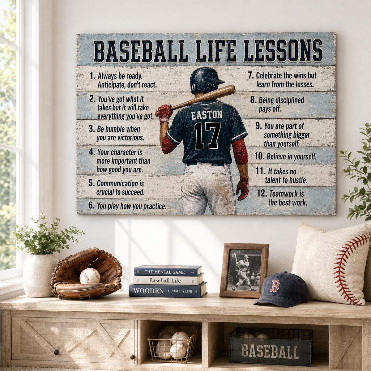 Personalized Baseball Life Lessons Poster Canvas, Baseball Dad Gift, Baseball Print Wall Art, Baseball Player Gift, Baseball Season Poster