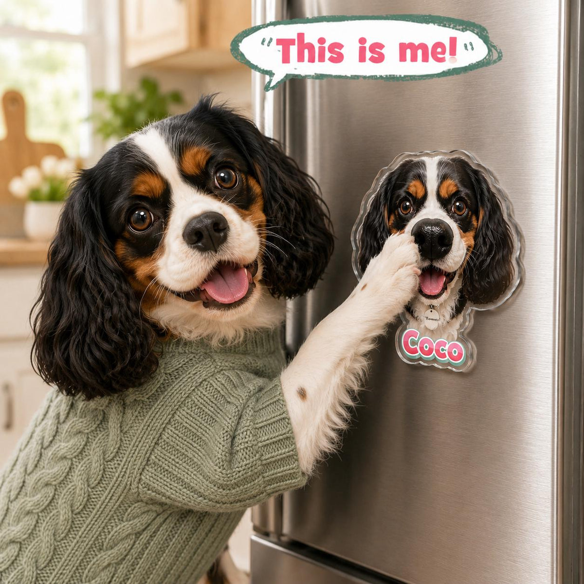 Personalized Multi Pet Dog Nose Squishy Magnet Custom Photo Names, Funny Squeeze My Nose Fridge Magnet, Pet Lover Family Gift Set
