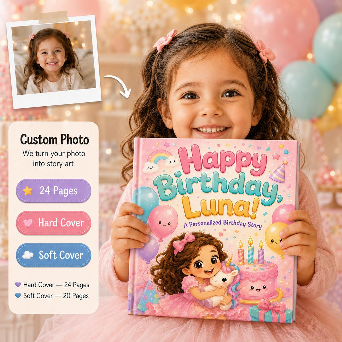 Personalised Happy Birthday Children Book, Custom Name Happy Birthday Boy Girl Toddler, Birthday StoryBook Gift, Baby Birthday Keepsake