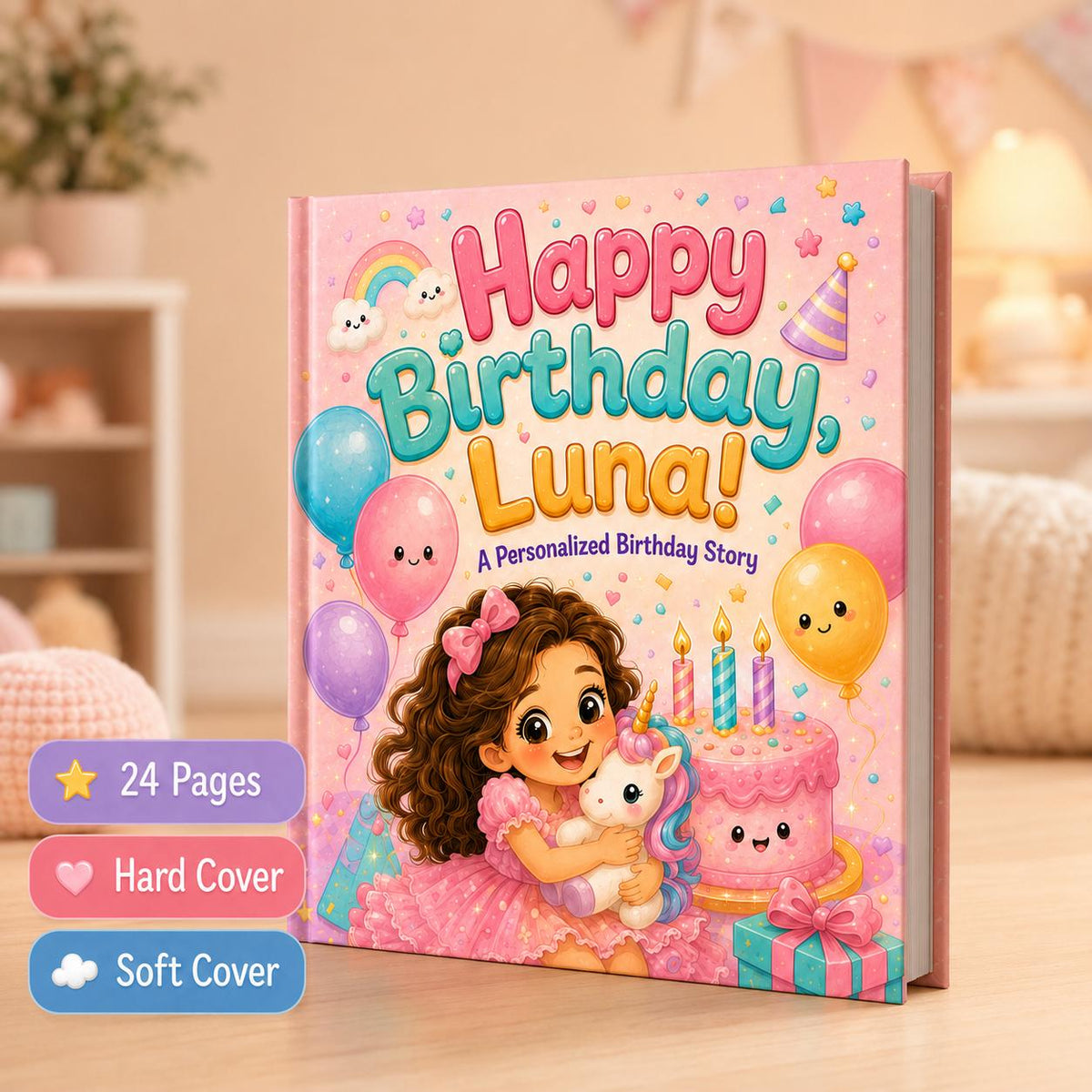 Personalised Happy Birthday Children Book, Custom Name Happy Birthday Boy Girl Toddler, Birthday StoryBook Gift, Baby Birthday Keepsake