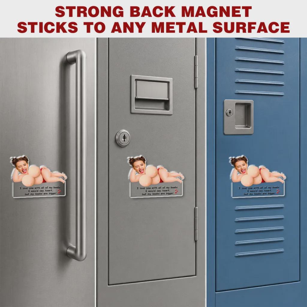 Personalized Just One More Poke Fridge Magnet, Custom Face Gift for Boyfriend, Squishy Boob Acrylic Stress Relief, My Boobs Are Bigger
