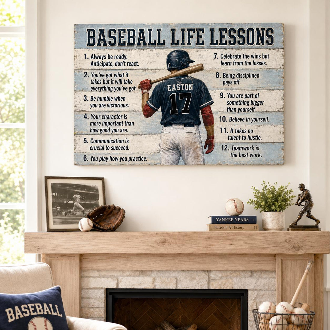 Personalized Baseball Life Lessons Poster Canvas, Baseball Dad Gift, Baseball Print Wall Art, Baseball Player Gift, Baseball Season Poster