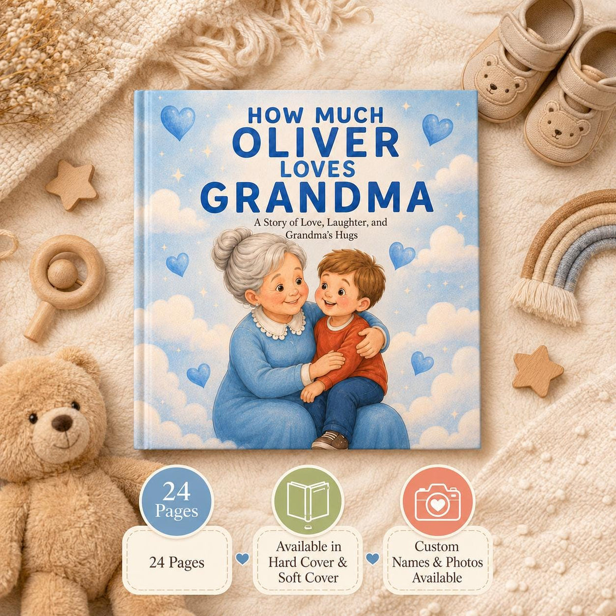 Personalized How Much Loves Storybook For Grandma, Custom Baby Book For Grandmother From Grandson, Mother’s Day Gift, Gift From Kids