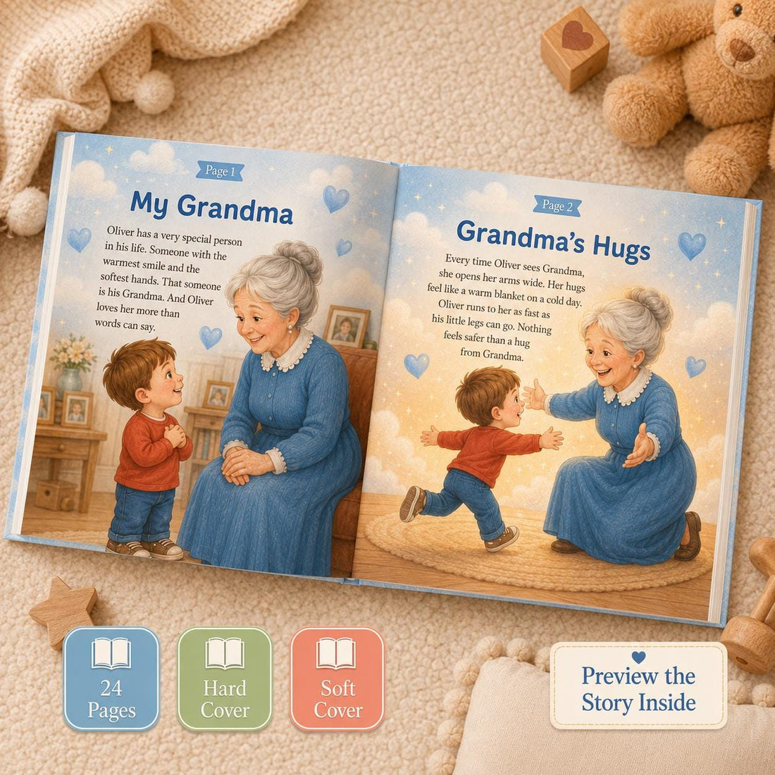 Personalized How Much Loves Storybook For Grandma, Custom Baby Book For Grandmother From Grandson, Mother’s Day Gift, Gift From Kids