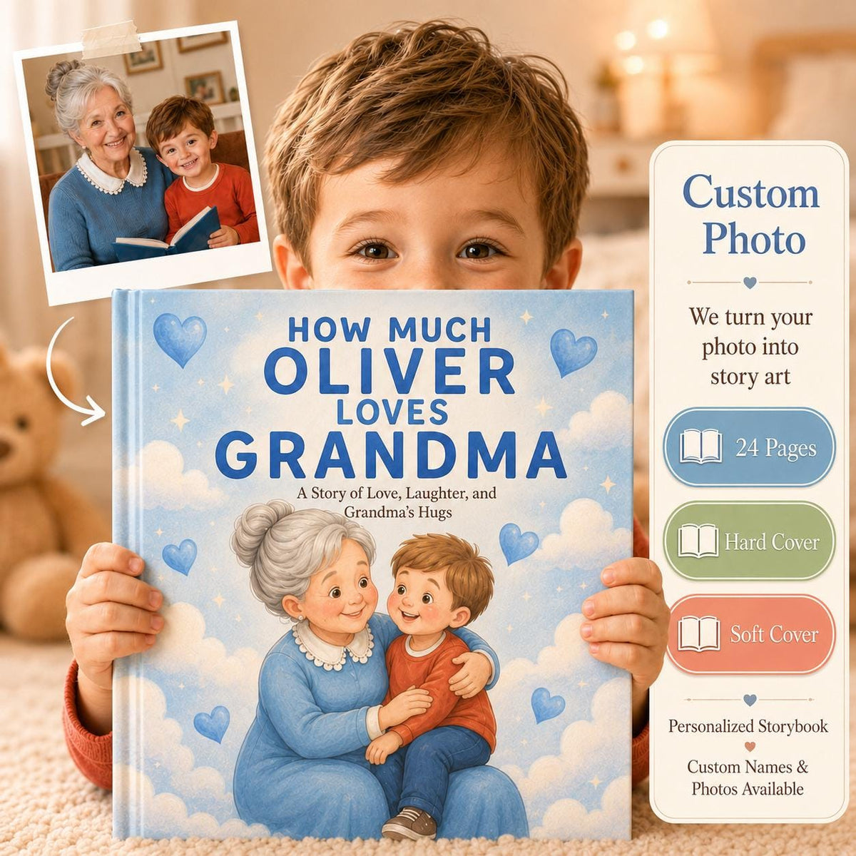 Personalized How Much Loves Storybook For Grandma, Custom Baby Book For Grandmother From Grandson, Mother’s Day Gift, Gift From Kids