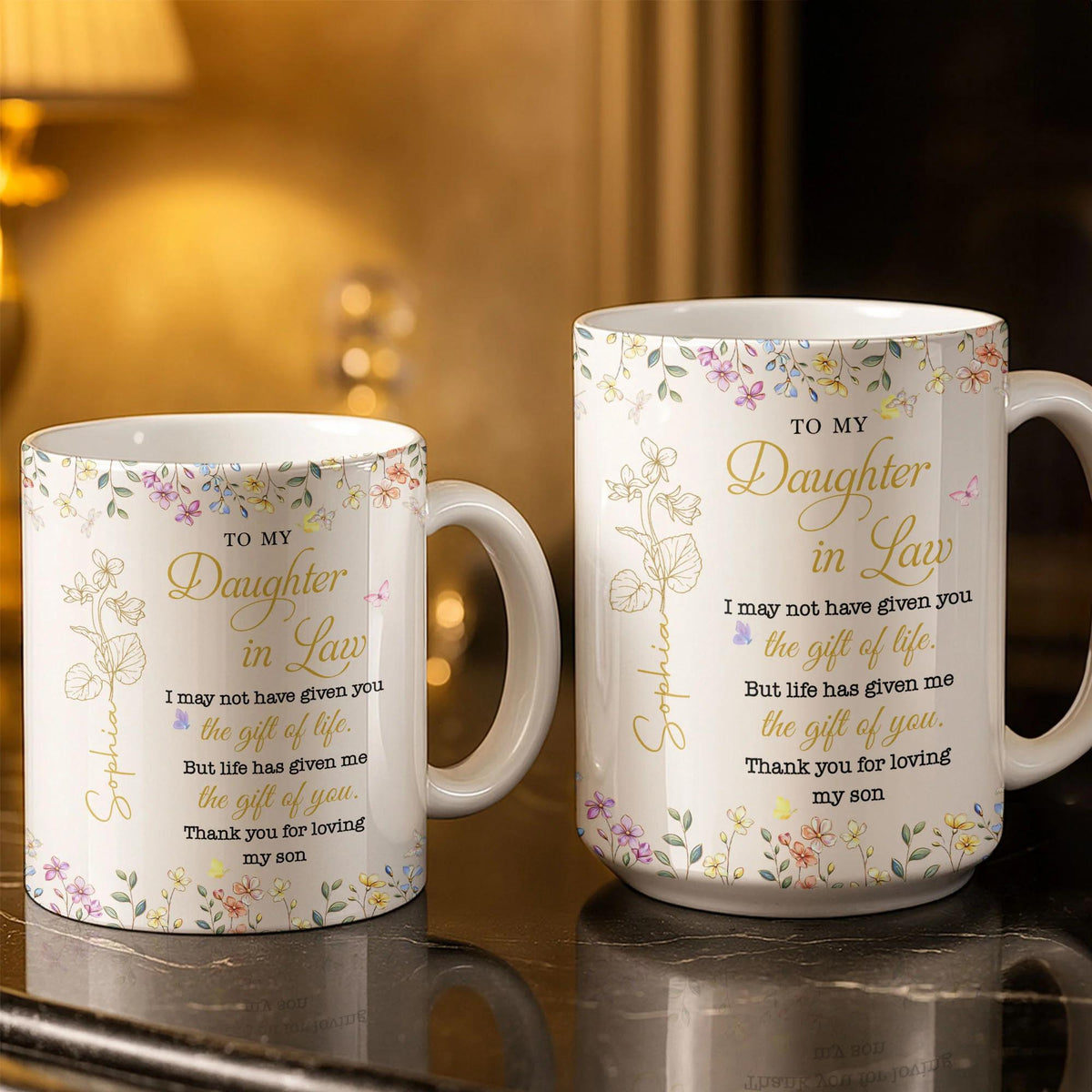 Personalized Funny Daughter In Law Coffee Mug From Mother In Law, Unique Wedding Bridal Gift